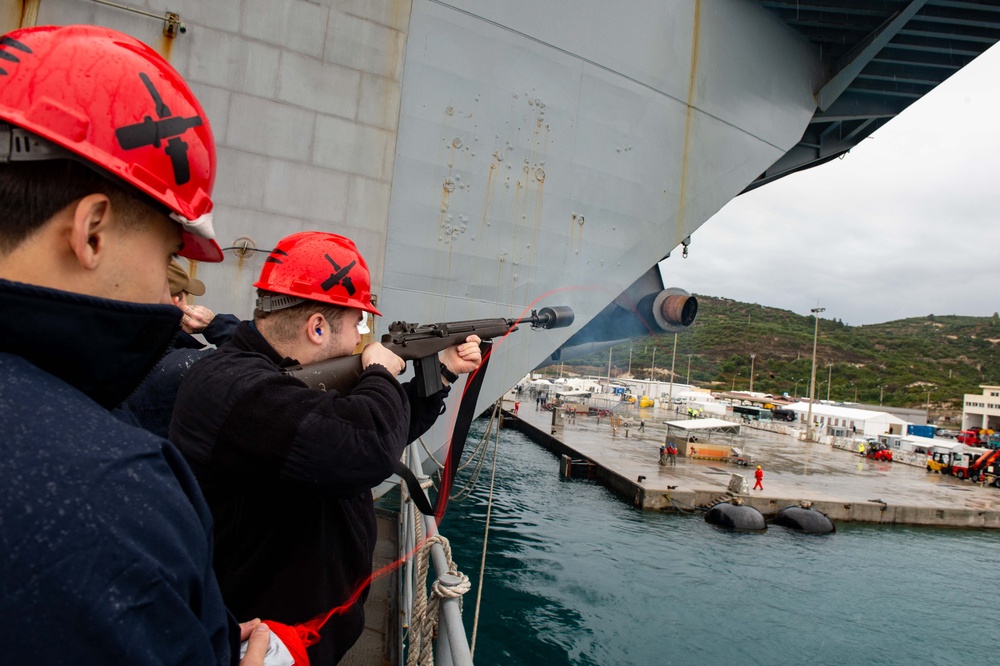 The Harry S. Truman Carrier Strike Group is on a scheduled deployment in the U.S. Sixth Fleet area of operations in support of naval operations to maintain maritime stability and security.