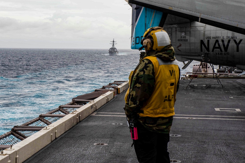 The Harry S. Truman Carrier Strike Group is on a scheduled deployment in the U.S. 6th Fleet area of operations in support of naval operations to maintain maritime stability and security.