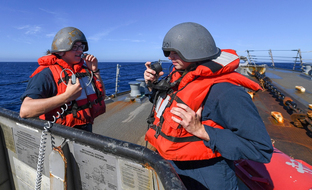 USS Chafee (DDG 90) Conducts A Replenishment-At-Sea In South China Sea