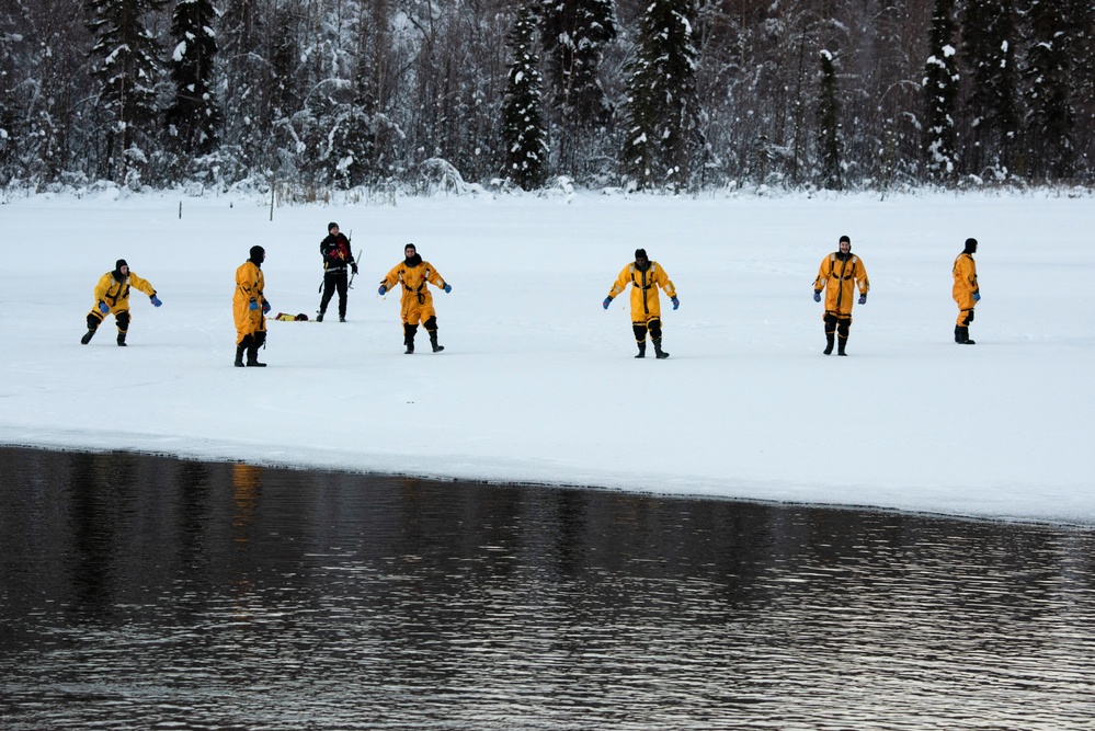 JBER fire protection specialists conduct ice rescue training