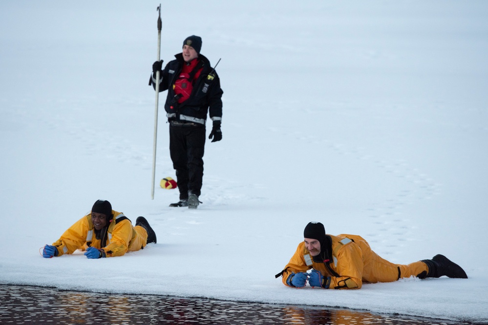 JBER fire protection specialists conduct ice rescue training