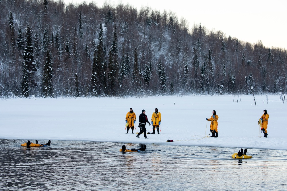 JBER fire protection specialists conduct ice rescue training