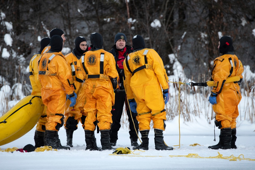 JBER fire protection specialists conduct ice rescue training