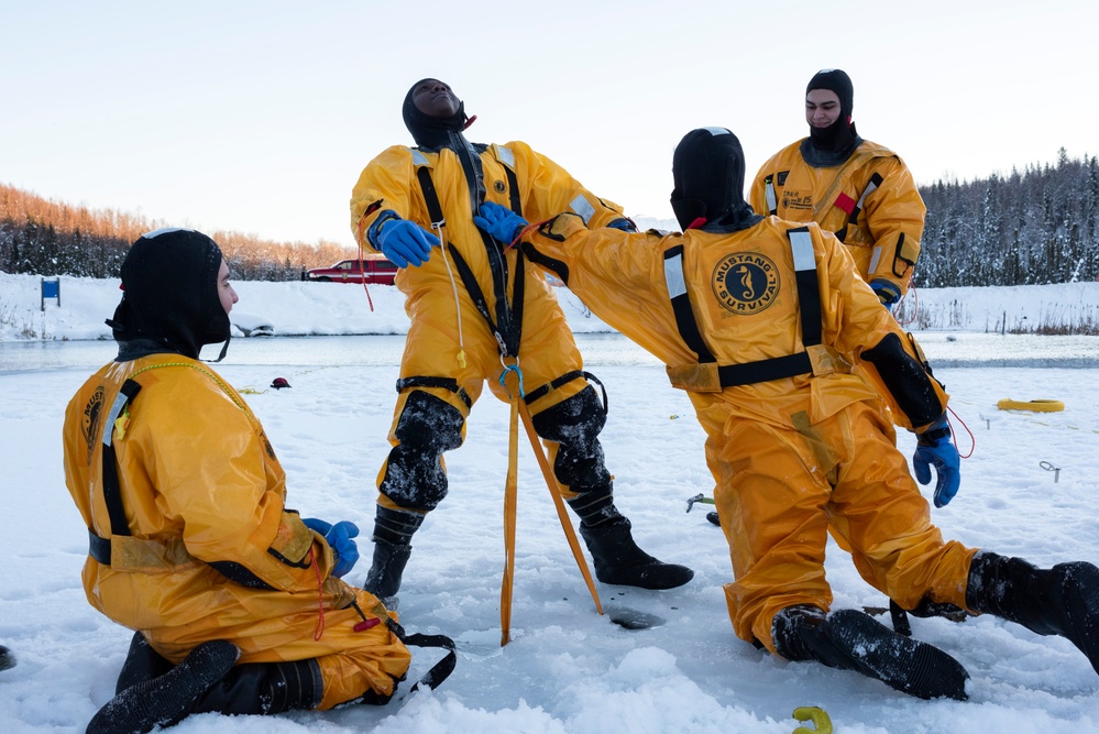 JBER fire protection specialists conduct ice rescue training