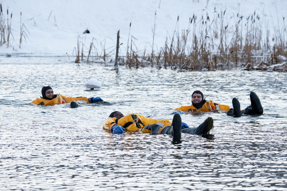 JBER fire protection specialists conduct ice rescue training