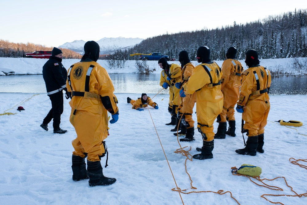 JBER fire protection specialists conduct ice rescue training