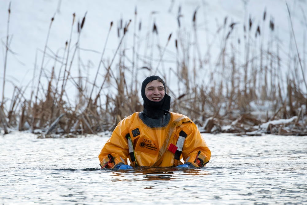 JBER fire protection specialists conduct ice rescue training