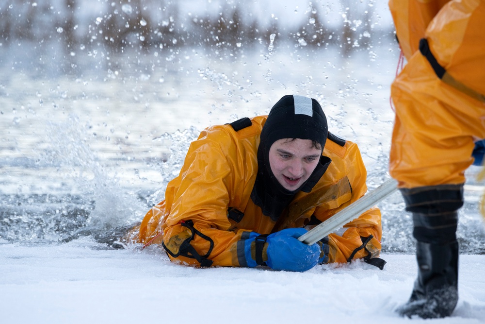 JBER fire protection specialists conduct ice rescue training