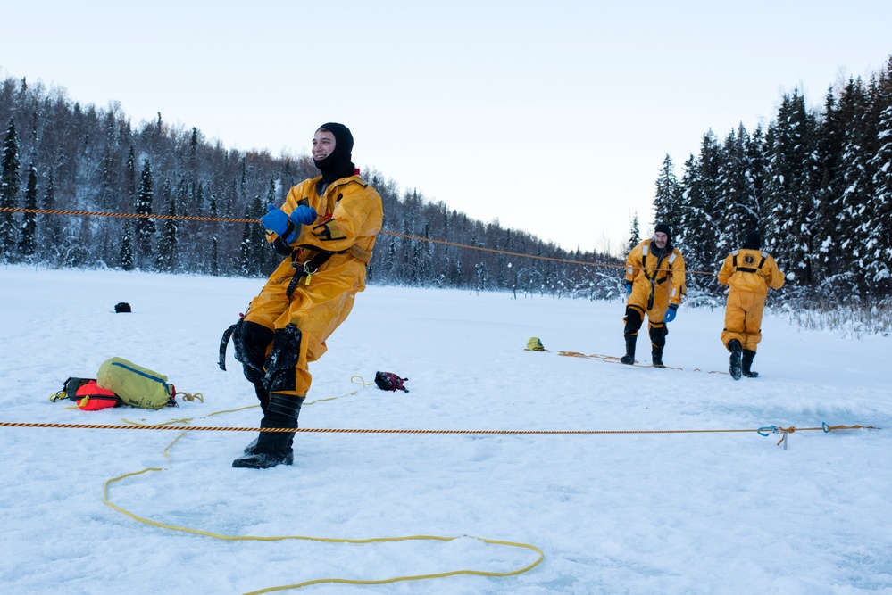 JBER fire protection specialists conduct ice rescue training