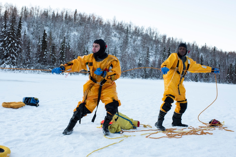 JBER fire protection specialists conduct ice rescue training