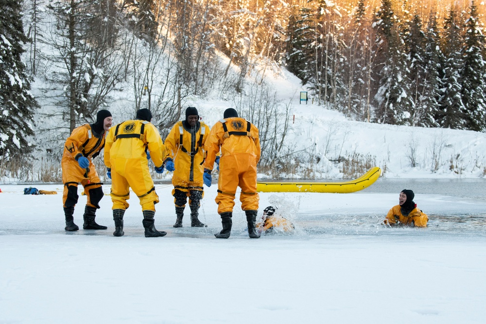 JBER fire protection specialists conduct ice rescue training