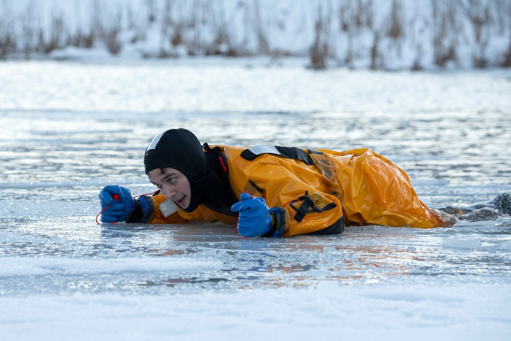 JBER fire protection specialists conduct ice rescue training