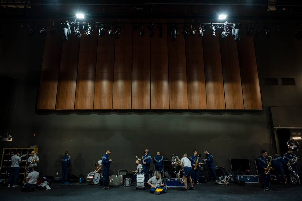 USAF Total Force Band Parade of Roses rehearsals