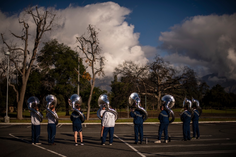 USAF Total Force Band Parade of Roses rehearsals