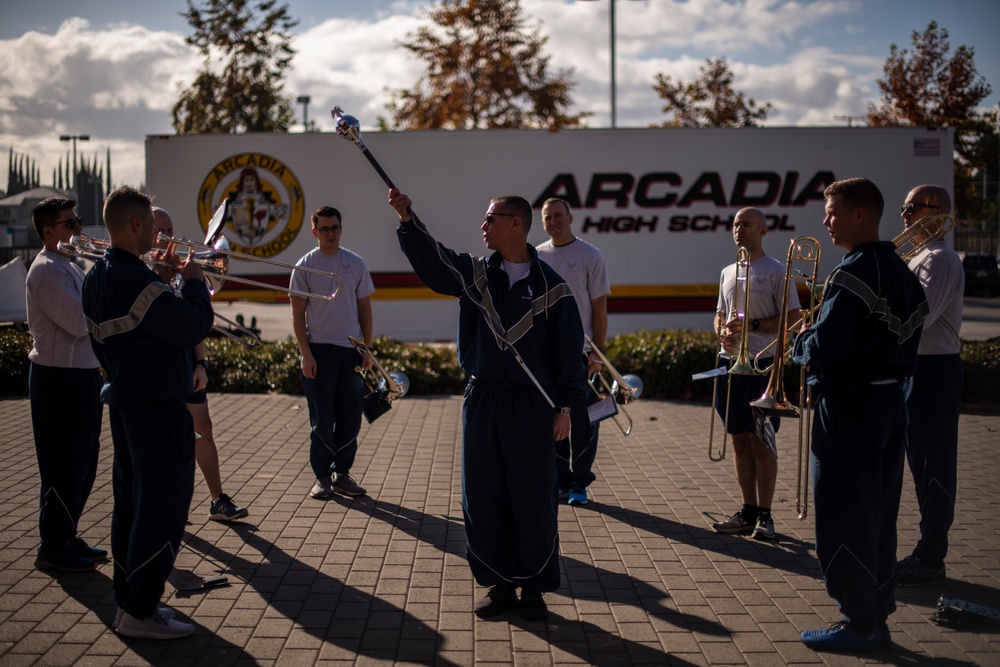 USAF Total Force Band Parade of Roses rehearsals