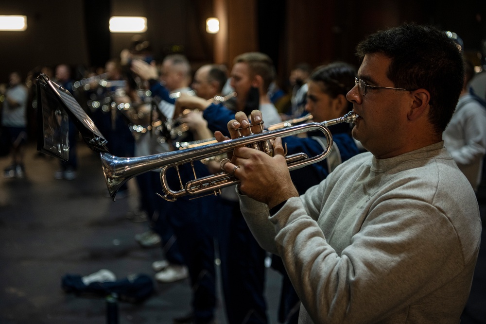 USAF Total Force Band Parade of Roses rehearsals