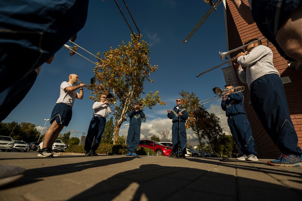 USAF Total Force Band Parade of Roses rehearsals