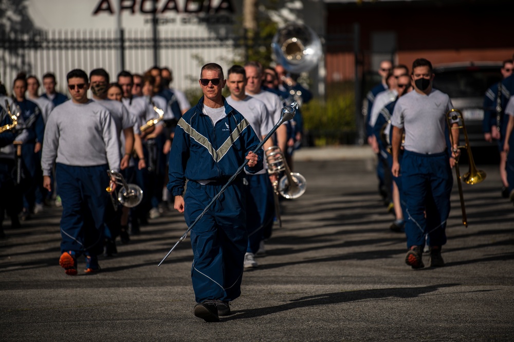 USAF Total Force Band Parade of Roses rehearsals