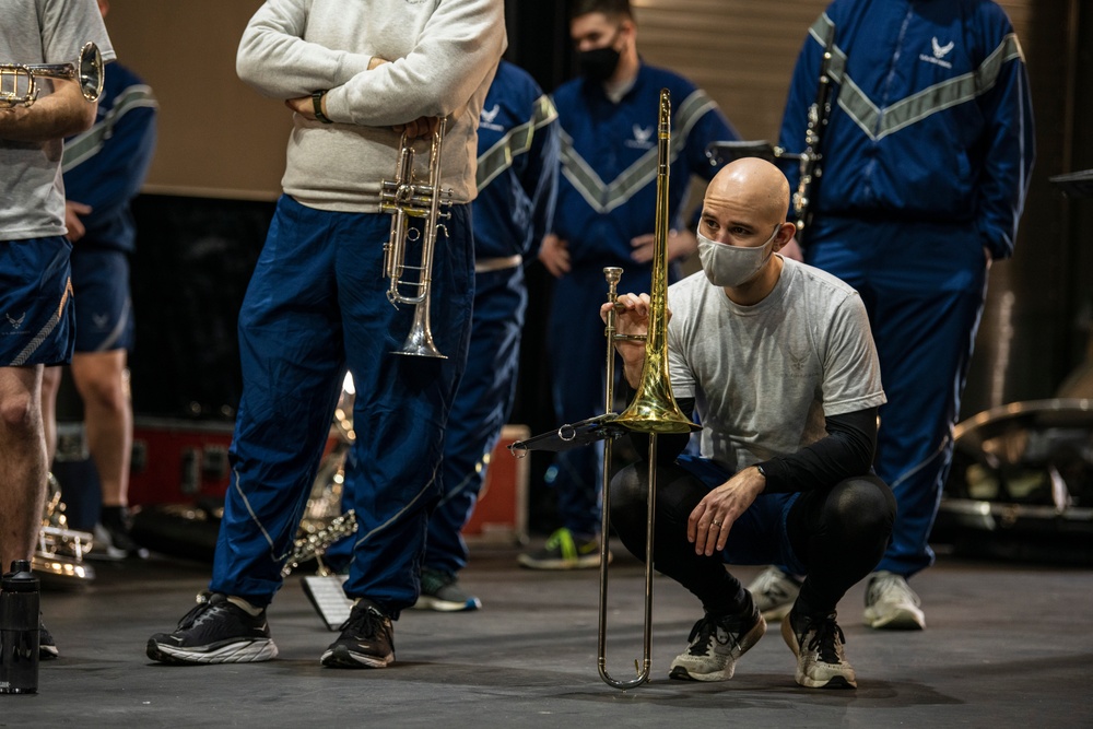 USAF Total Force Band Parade of Roses rehearsals