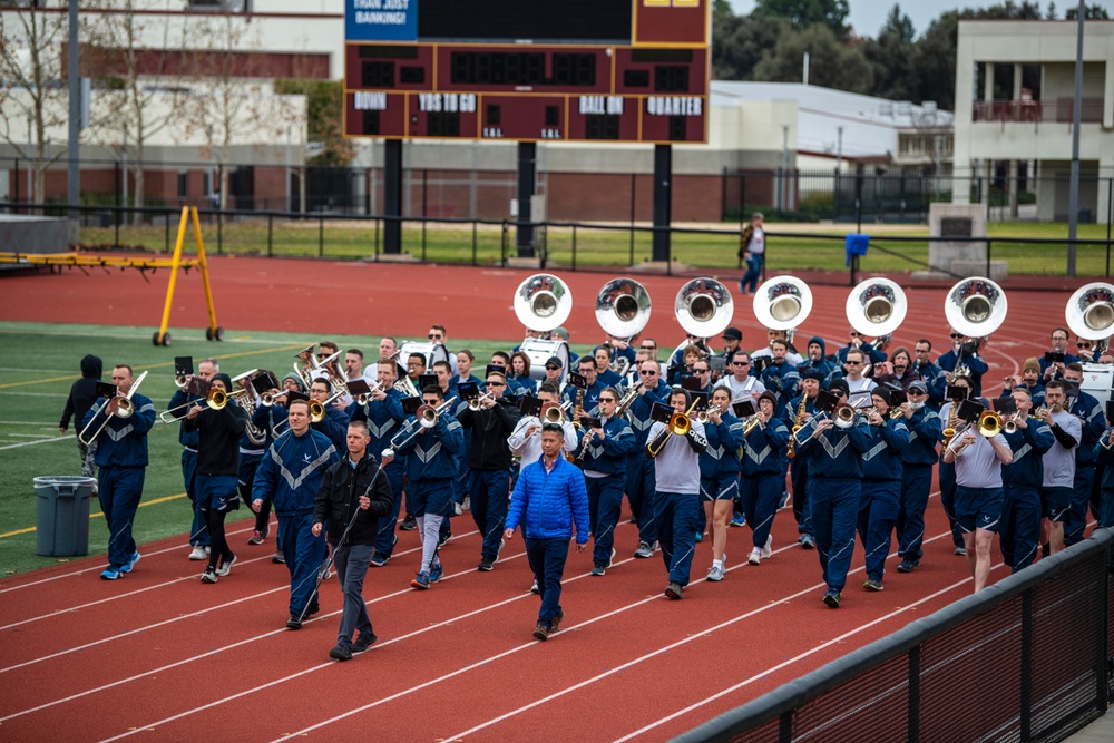 USAF Total Force Band Parade of Roses rehearsals