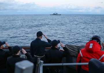 USS Ross and USS San Jacinto render passing honors