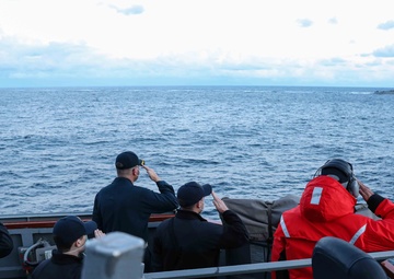 USS Ross and USS San Jacinto render passing honors