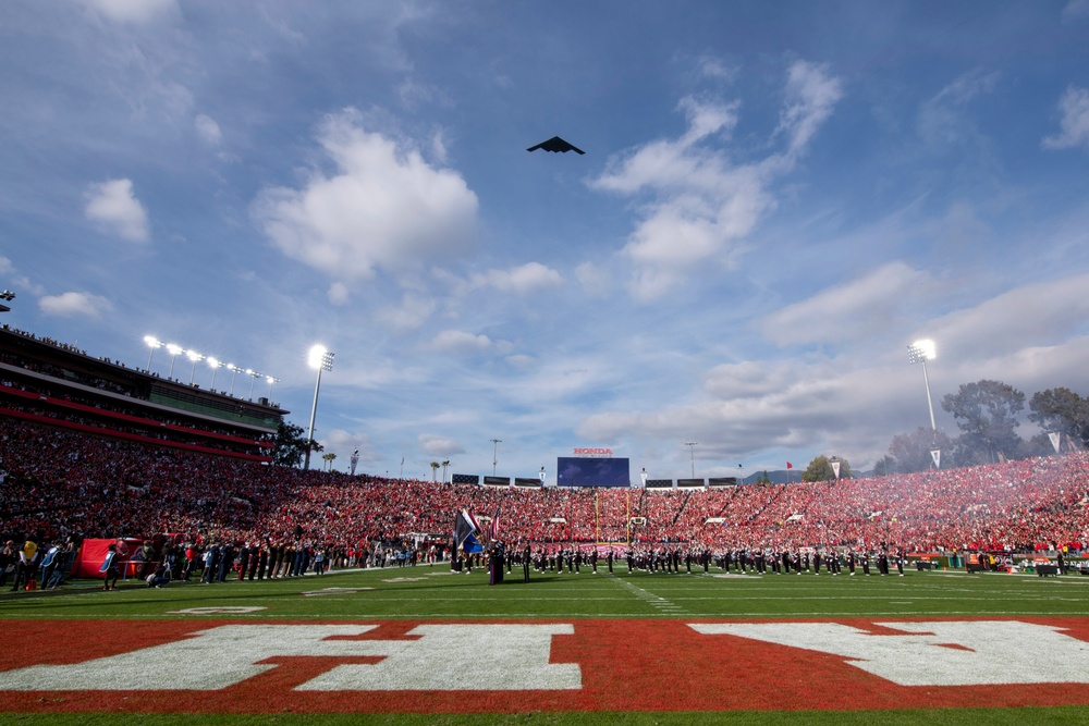 B-2 Spirit performs flyover for the 108th Rose Bowl Game