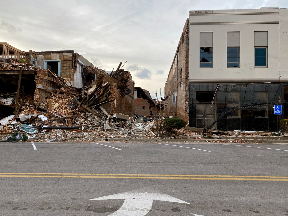 Downtown Mayfield is Scattered with Debris Following Recent Tornadoes