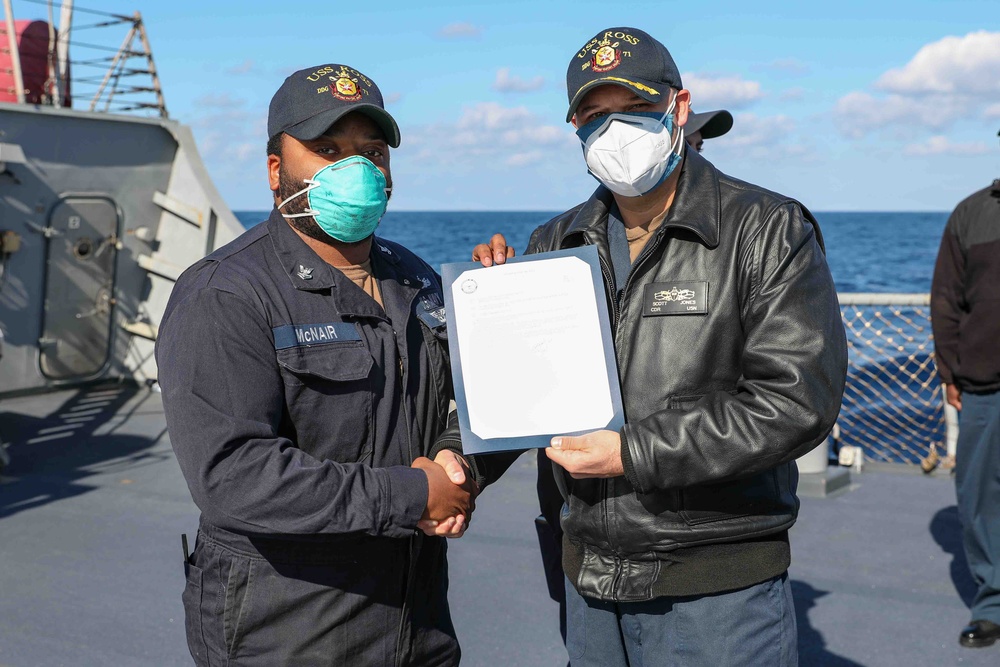 MM2 McNair frocked to Petty Officer 2nd Class
