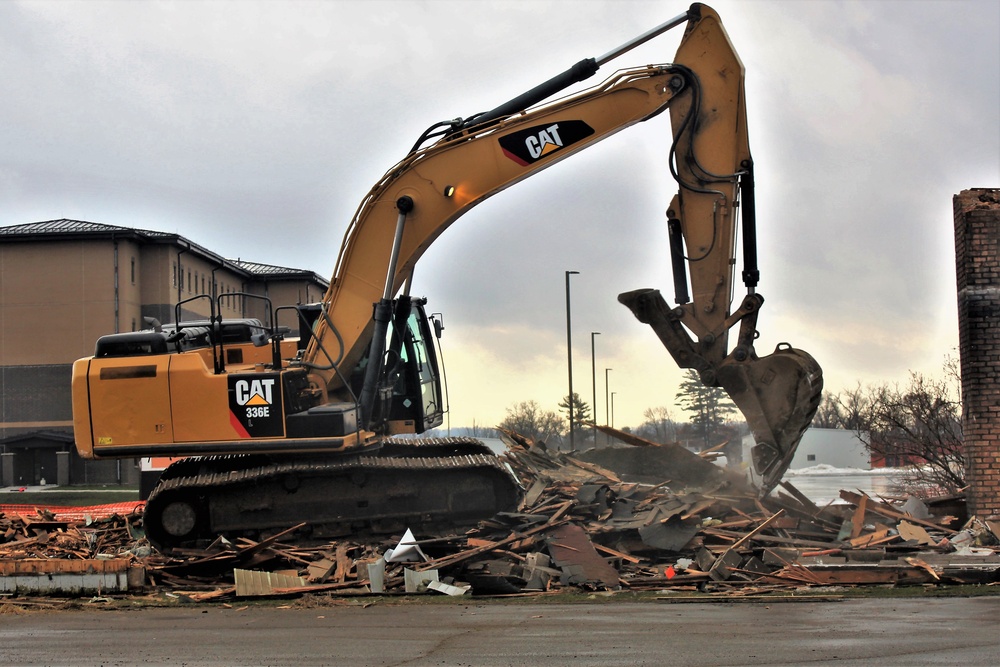 Building destruction in Fort McCoy's 1600 block makes way for future brigade headquarters construction