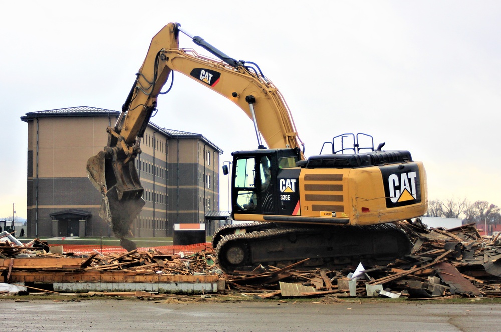 Building destruction in Fort McCoy's 1600 block makes way for future brigade headquarters construction