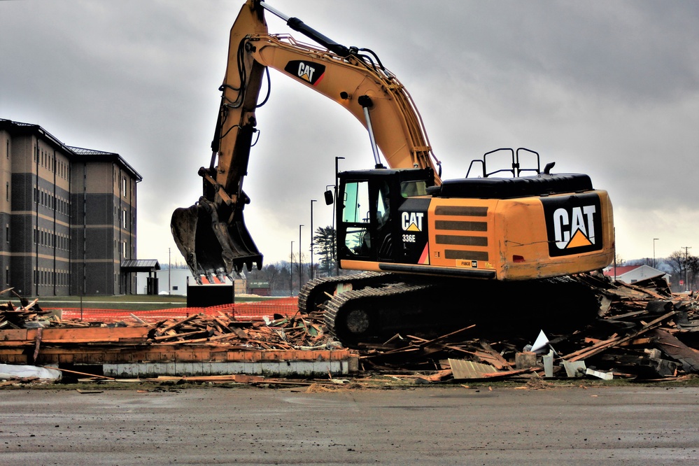 Building destruction in Fort McCoy's 1600 block makes way for future brigade headquarters construction