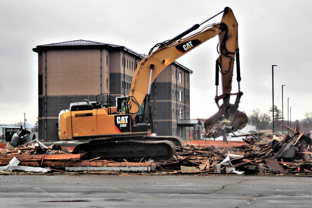 Building destruction in Fort McCoy's 1600 block makes way for future brigade headquarters construction