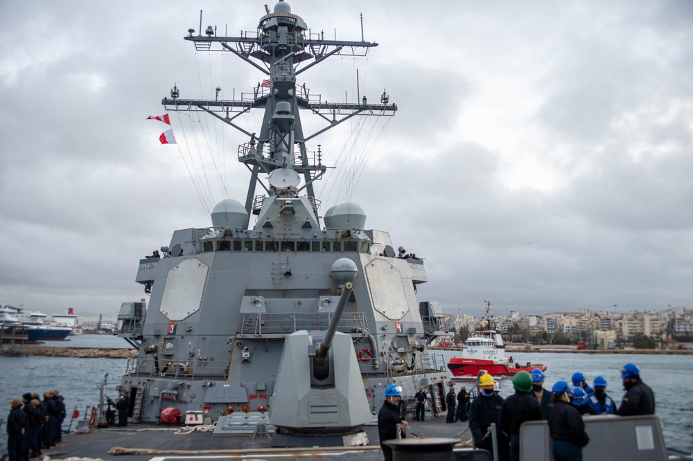 Jason Dunham is a part of the Harry S. Truman Carrier Strike Group, on a scheduled deployment in the U.S. Sixth Fleet area of operations in support of naval operations to maintain maritime security.