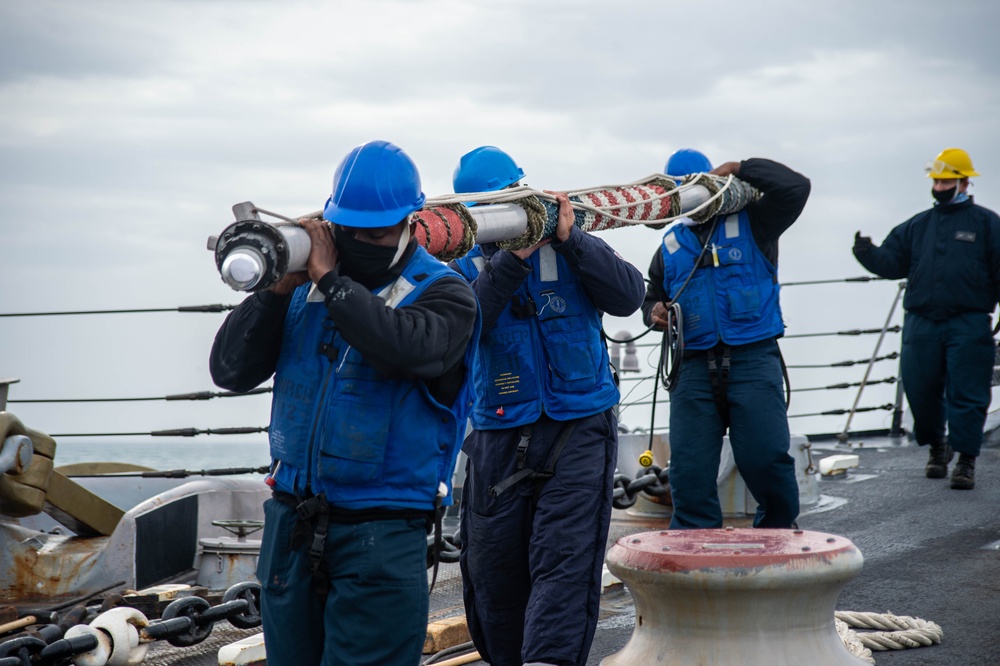 Jason Dunham is a part of the Harry S. Truman Carrier Strike Group, on a scheduled deployment in the U.S. Sixth Fleet area of operations in support of naval operations to maintain maritime security.