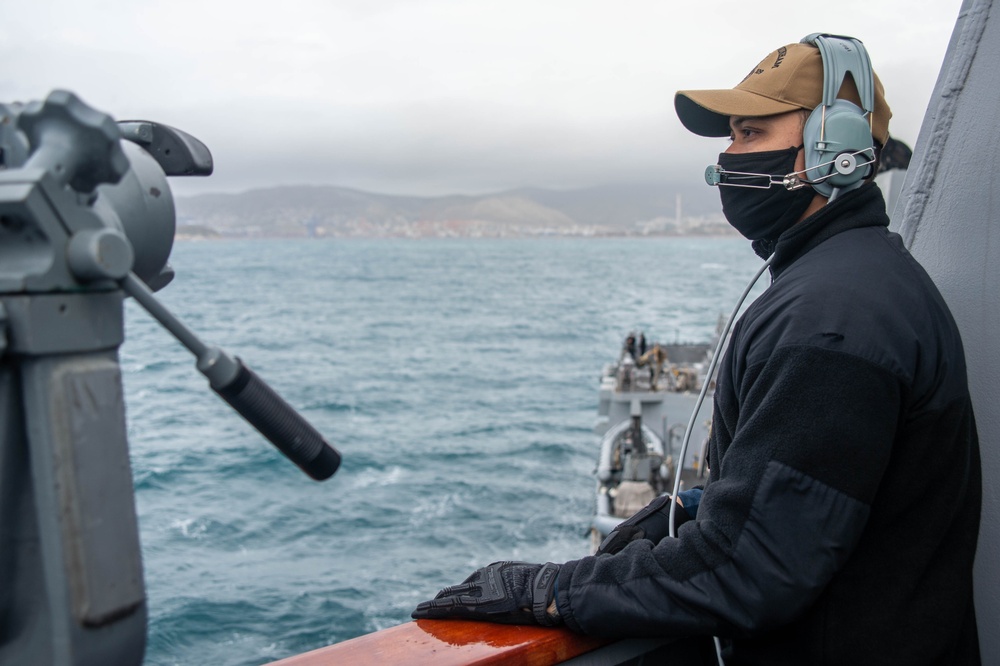 Jason Dunham is a part of the Harry S. Truman Carrier Strike Group, on a scheduled deployment in the U.S. Sixth Fleet area of operations in support of naval operations to maintain maritime security.