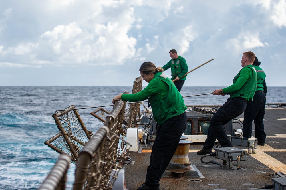 Jason Dunham is a part of the Harry S. Truman Carrier Strike Group, on a scheduled deployment in the U.S. Sixth Fleet area of operations in support of naval operations to maintain maritime security.