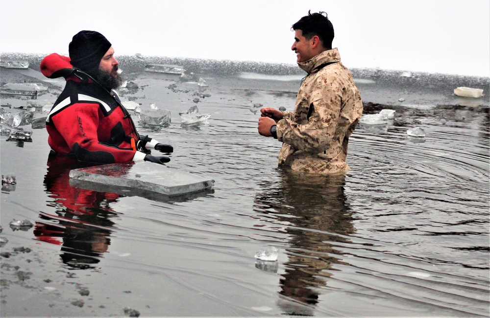 Marines jump in for cold-water immersion training at Fort McCoy