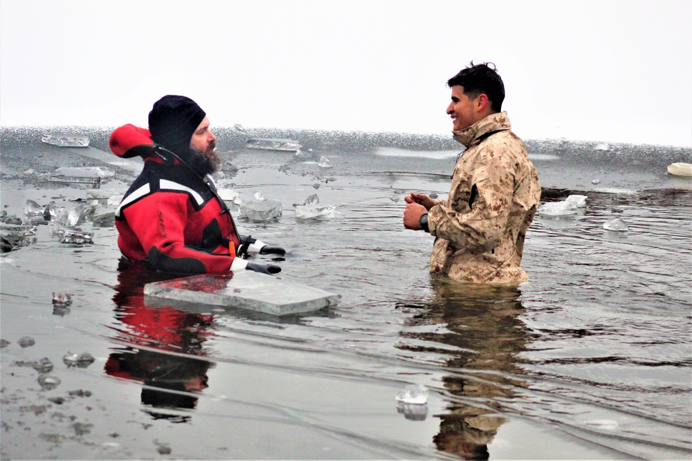 Marines jump in for cold-water immersion training at Fort McCoy