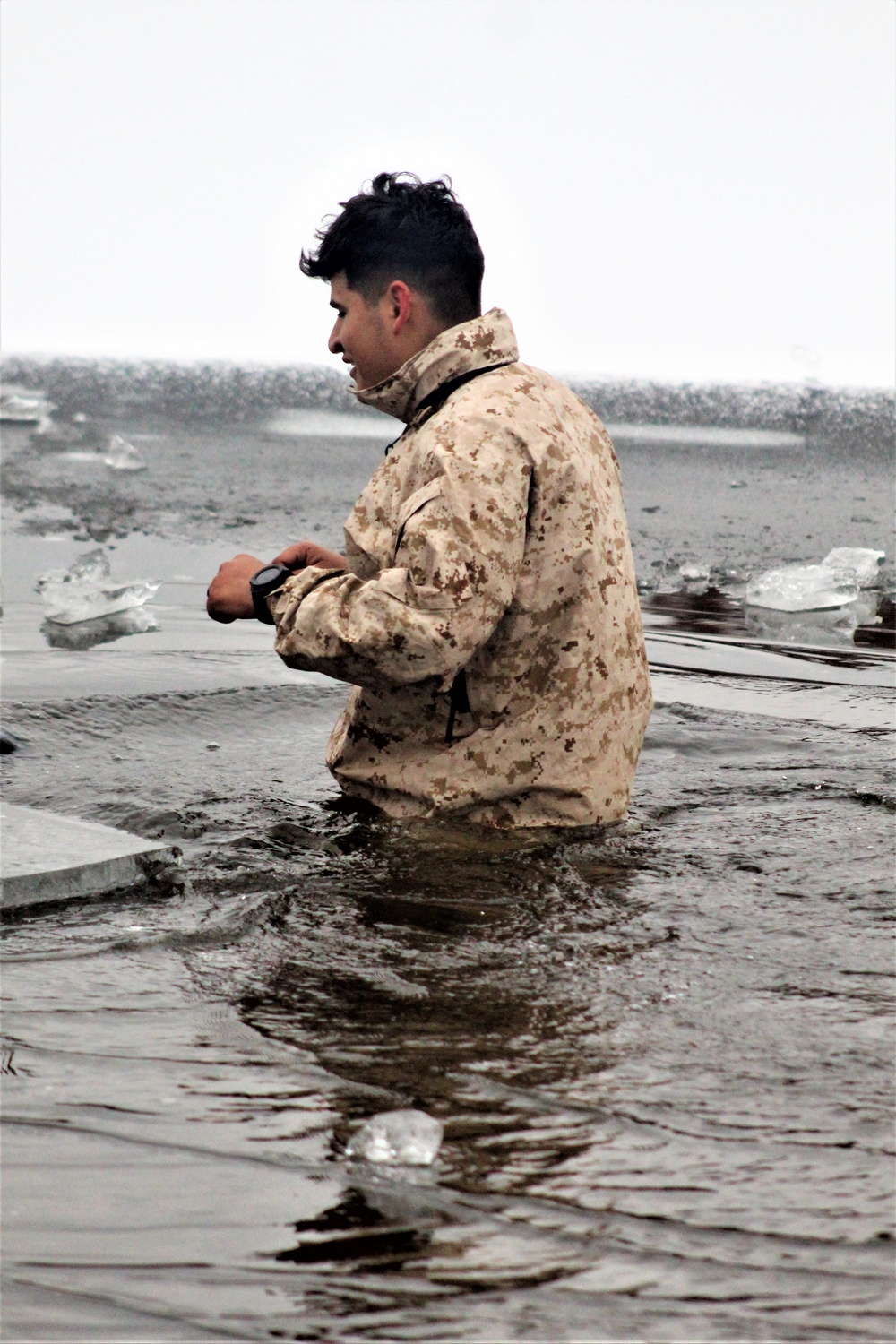 Marines jump in for cold-water immersion training at Fort McCoy