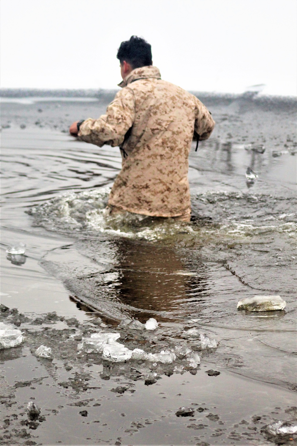 Marines jump in for cold-water immersion training at Fort McCoy