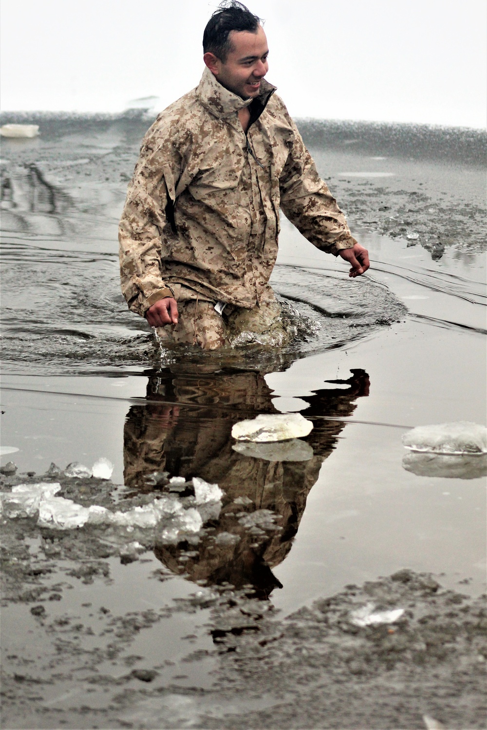 Marines jump in for cold-water immersion training at Fort McCoy