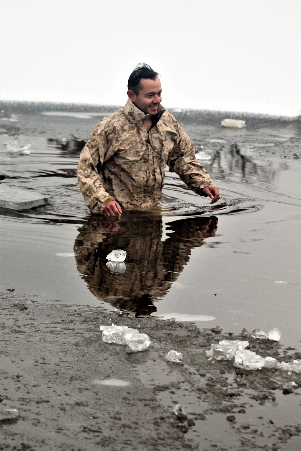 Marines jump in for cold-water immersion training at Fort McCoy