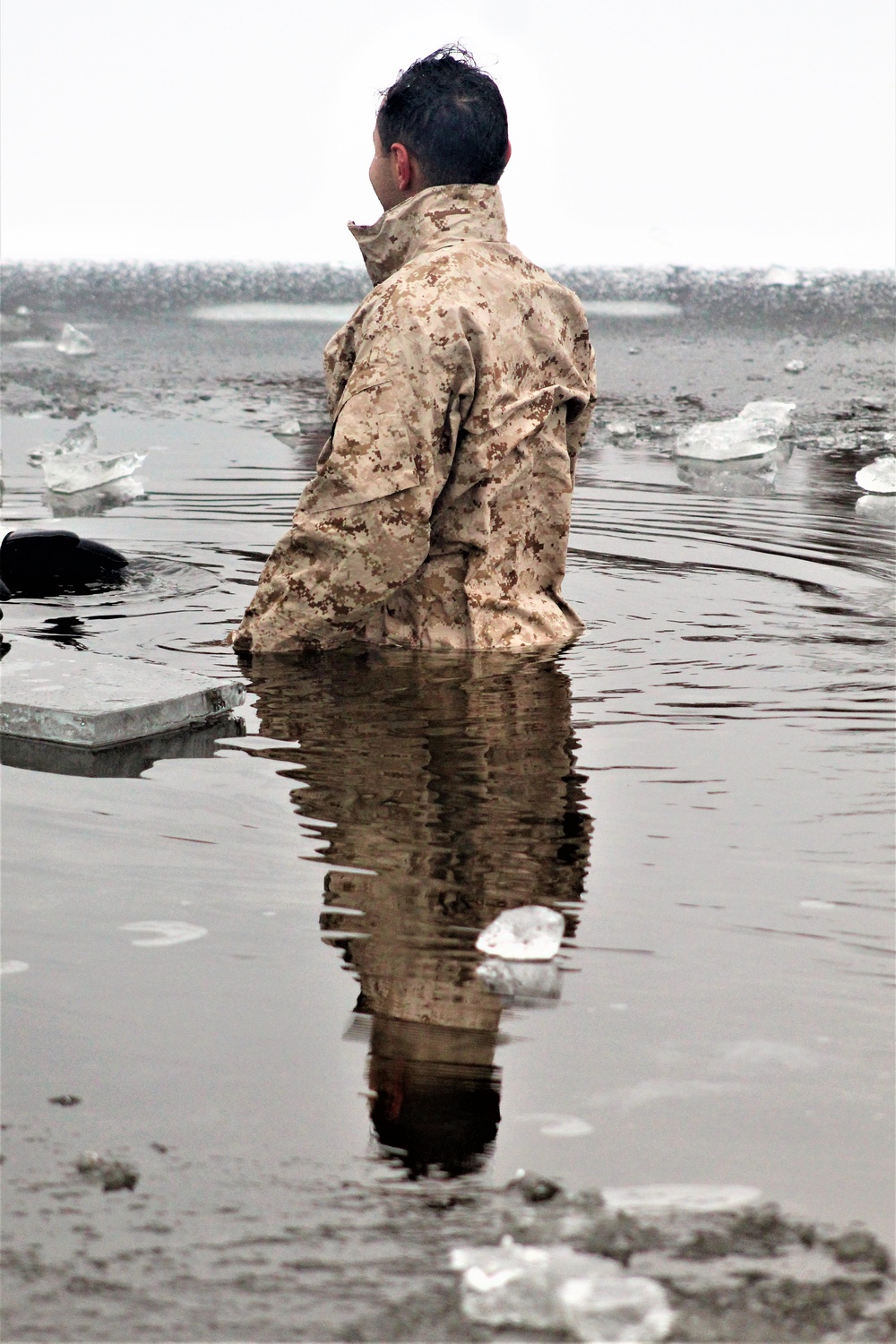 Marines jump in for cold-water immersion training at Fort McCoy