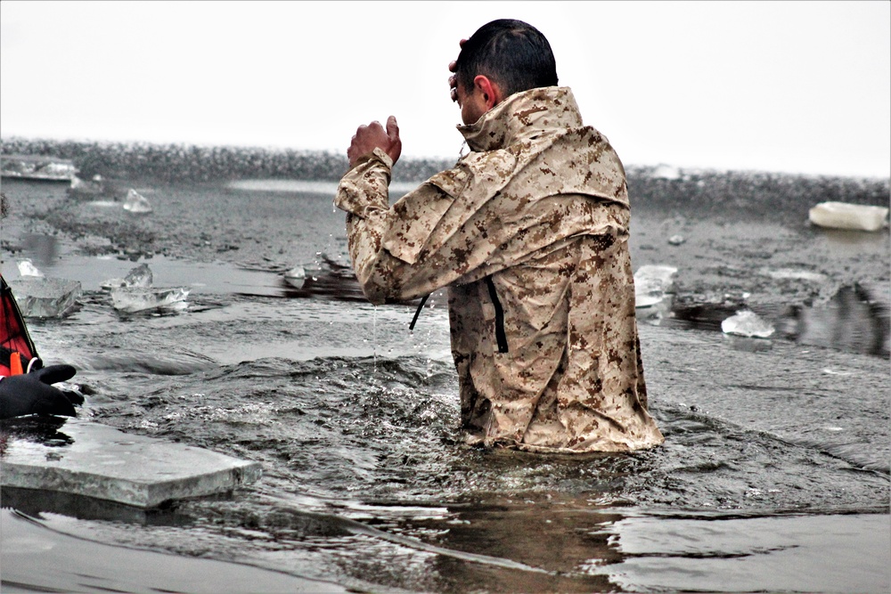 Marines jump in for cold-water immersion training at Fort McCoy