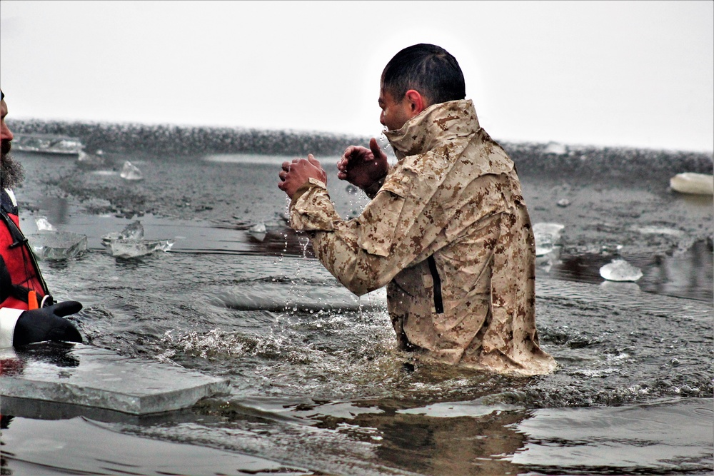 Marines jump in for cold-water immersion training at Fort McCoy