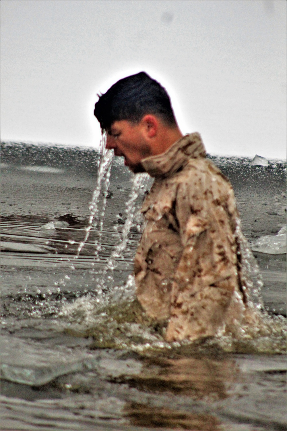 Marines jump in for cold-water immersion training at Fort McCoy