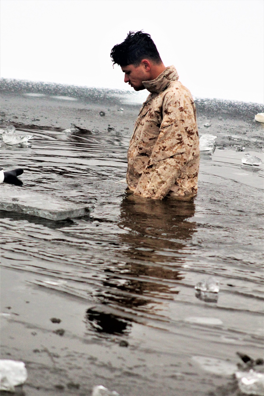 Marines jump in for cold-water immersion training at Fort McCoy