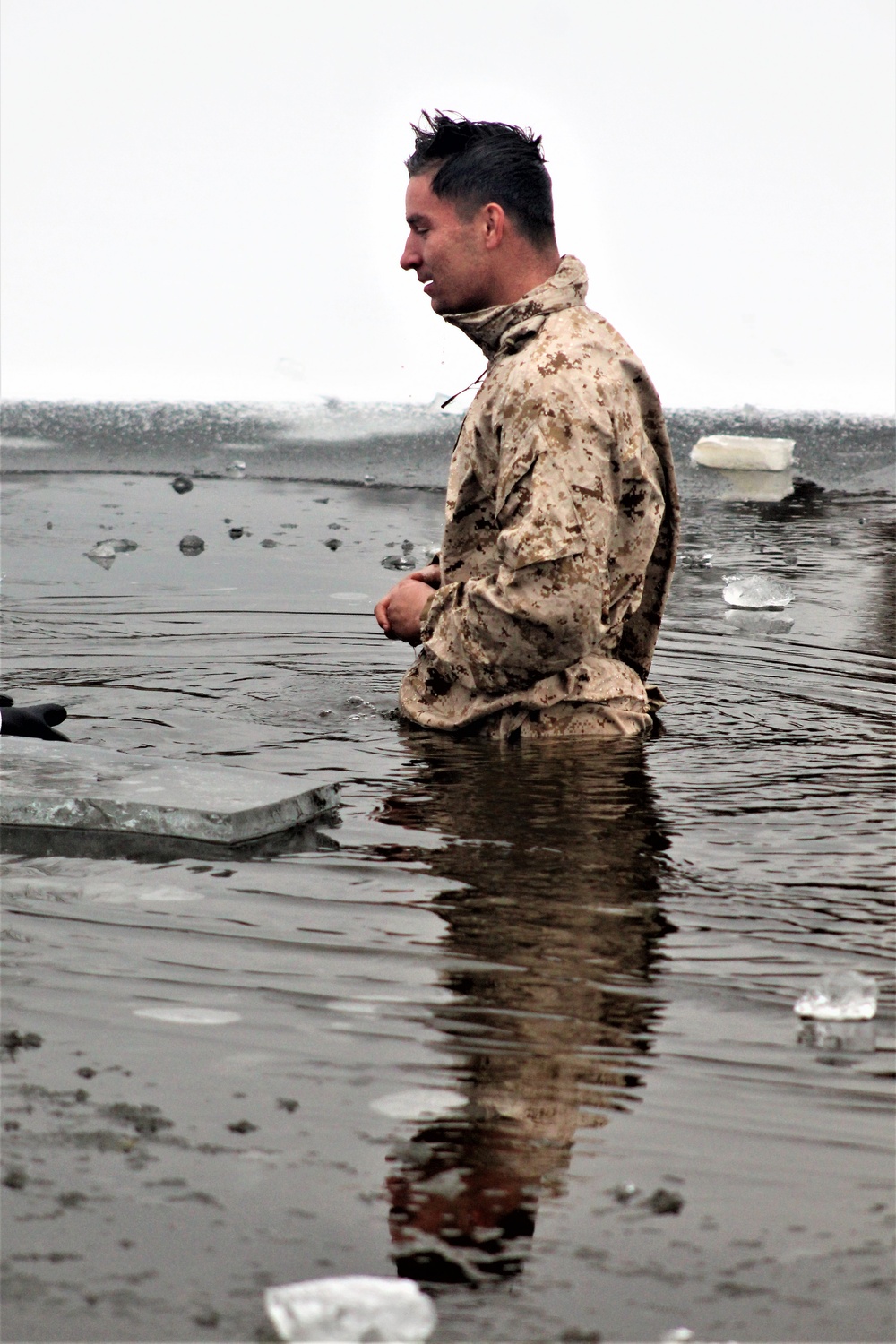 Marines jump in for cold-water immersion training at Fort McCoy