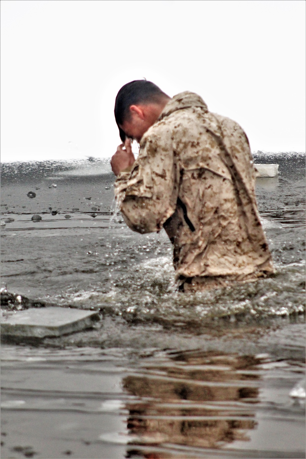 Marines jump in for cold-water immersion training at Fort McCoy